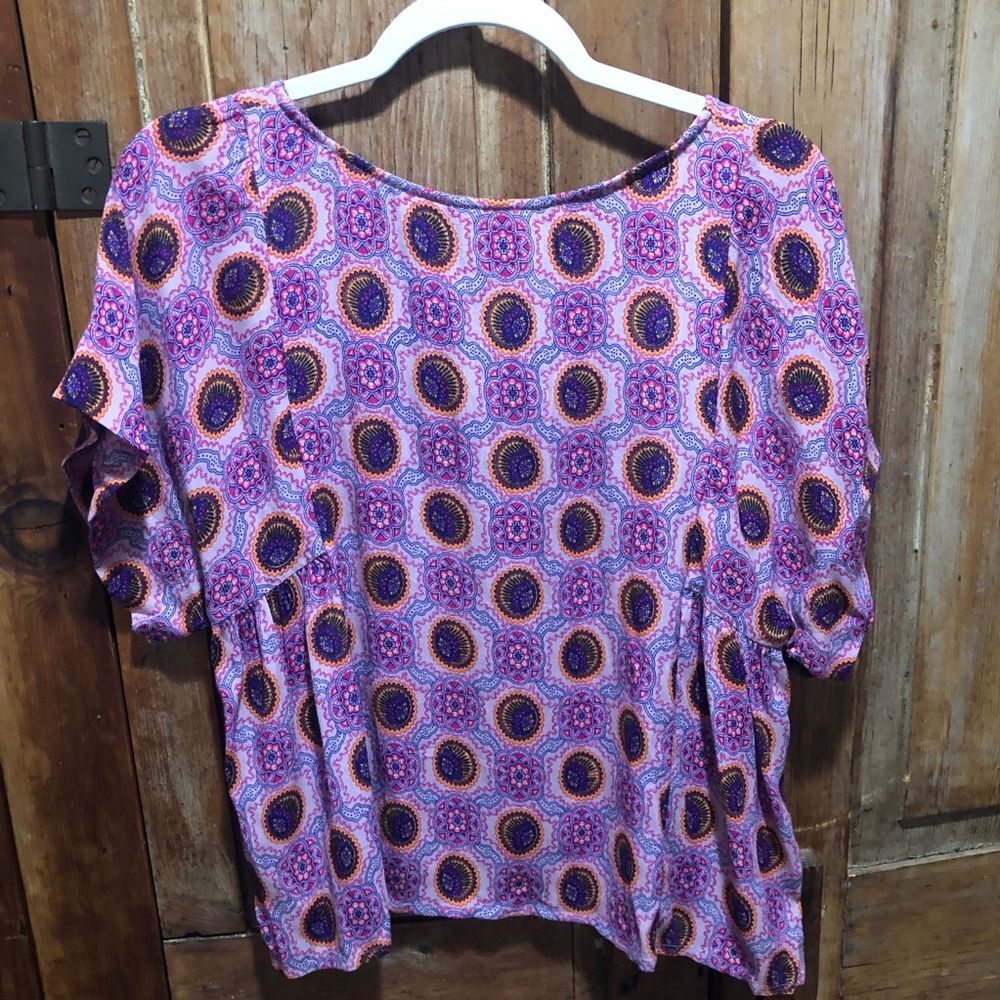 Anthropologie Maeve Milla print top WOMENS XS Pink Medallion - Picture 7 of 10